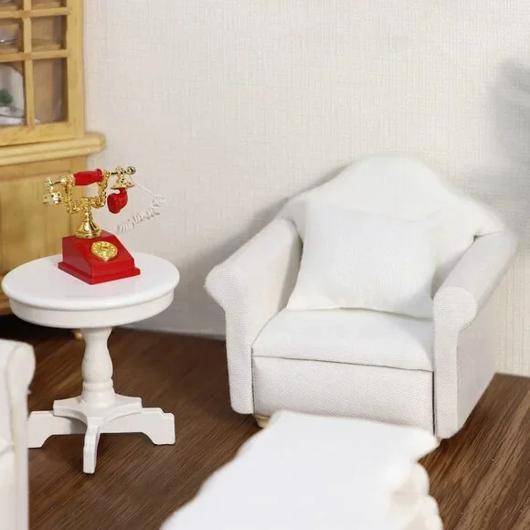 Dollhouse Couch Miniature Furniture Sofa With Pillows For Living Room Desktop D